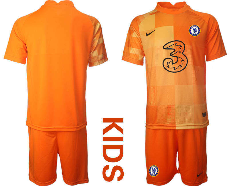 Youth 2021-2022 Club Chelsea orange red goalkeeper blank Soccer Jersey